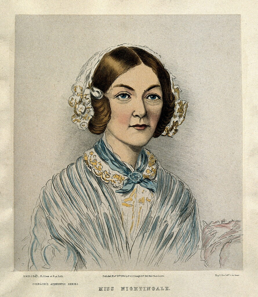 Portrait illustration of Florence Nightingale known for keeping a pet owl named Athena