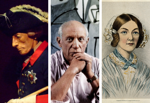 Famous historical figures including Florence Nightingale and Pablo Picasso associated with owls as pets